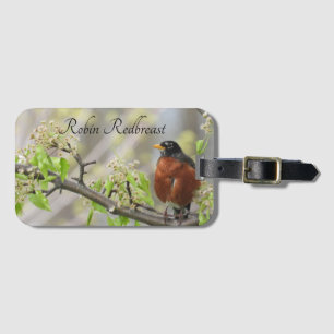 American Robin -Spring Blossoms Luggage Tag