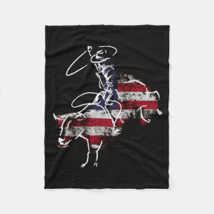 American rodeo bull riding retro grunge usa fleece blanket