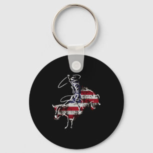 American rodeo bull riding retro grunge usa keychain