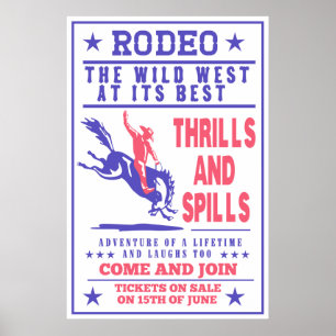american rodeo cowboy bucking bronco poster