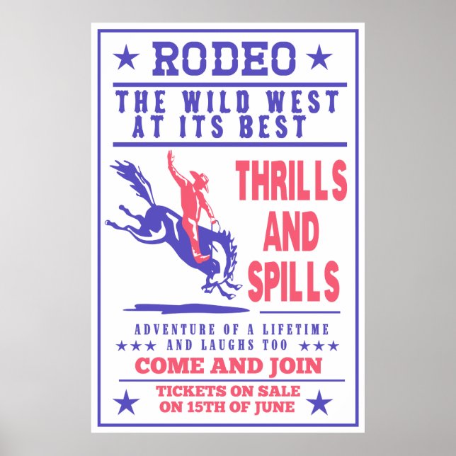 american rodeo cowboy bucking bronco poster (Front)