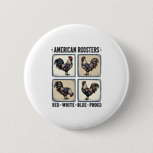 American Roosters Vintage Patriotic Shirt Design_1 2 Inch Round Button