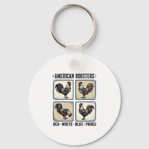 American Roosters Vintage Patriotic Shirt Design_1 Keychain