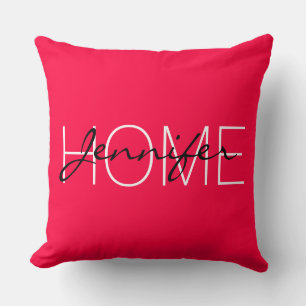 American rose colour home monogram throw pillow
