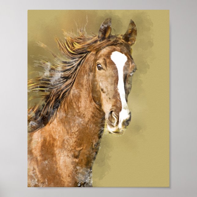 American Saddlebred Horse Watercolor Decoupage Poster (Front)