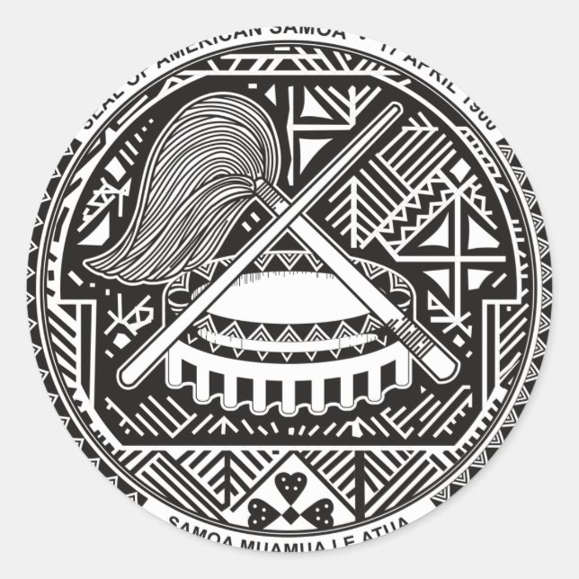 American Samoa Coat of arm AS Classic Round Sticker (Front)