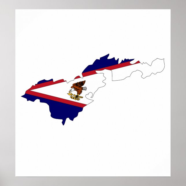 American Samoa Flag Map full size Poster (Front)