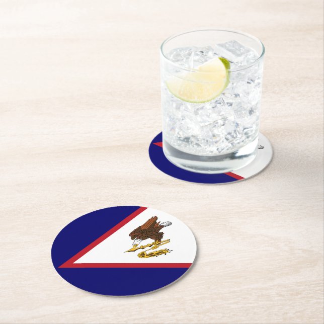 American Samoa flag Round Paper Coaster (Insitu)