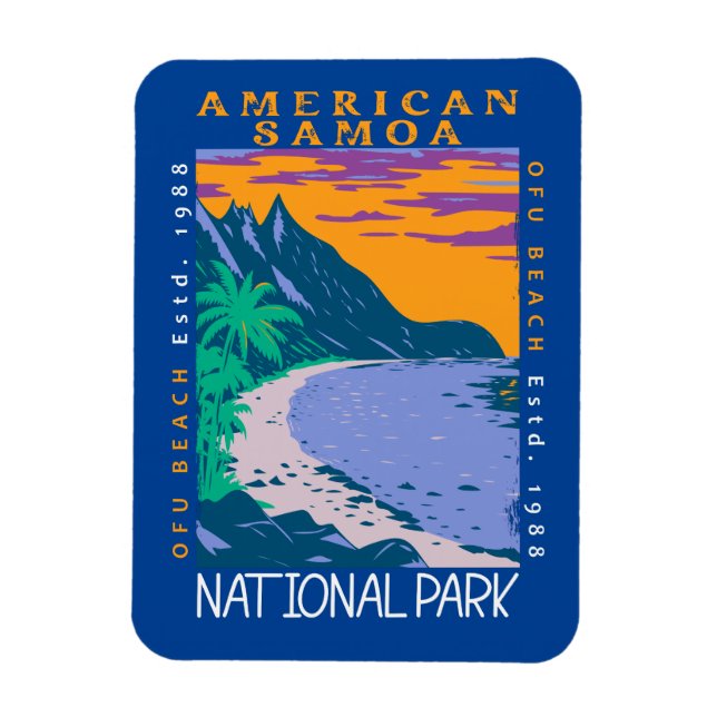 American Samoa National Park Ofu Beach Distressed  Magnet (Vertical)