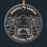 American Samoa National Park Ofu Beach Monoline  Ceramic Ornament<br><div class="desc">American Samoa monoline design. The park was established in 1988 and is a tropical preserve of rain forest and coral reef in the south-central Pacific Ocean islands of the U.S. territory of American Samoa.</div>