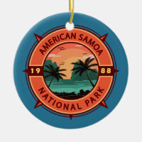 American Samoa National Park Retro Compass Emblem
