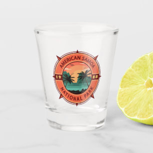 American Samoa National Park Retro Compass Emblem Shot Glass