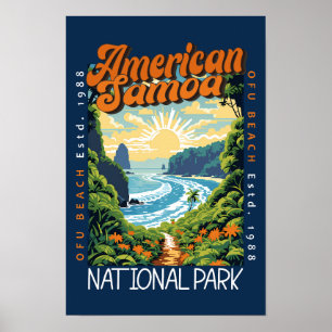 American Samoa National Park Retro Distressed Poster