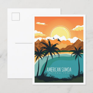 American Samoa National Park Travel Illustration Postcard