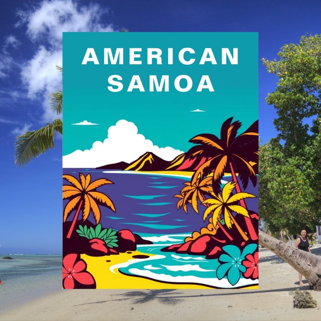 American Samoa Retro USA Vintage Travel Postcard (American Samoa Retro USA Vintage Travel Postcard)