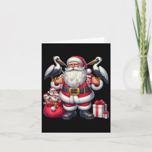 American Santa Claus Holding Pelican Present Xmas Card