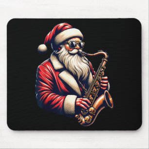 American Santa Playing Saxophone Xmas Jazz Christm Mouse Pad