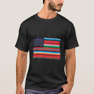 American Serape Blanket Striped Flag T-Shirt