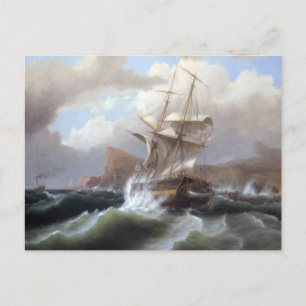 American Ship in Distress 1841 Postcard