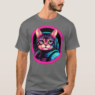 American Shorthair Astronaut Cat in Cosmic Space T-Shirt