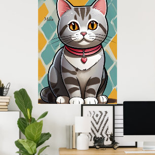 American Shorthair Cat Abstract Art Feline  Poster