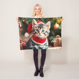 American Shorthair Cat Christmas Personalized Fleece Blanket