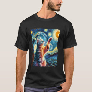 American Shorthair Cat Starry Night Painting T-Shirt