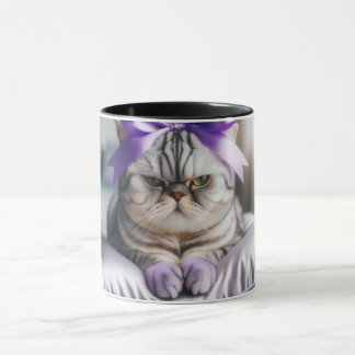 American Shorthair Cat with a Bow Mug