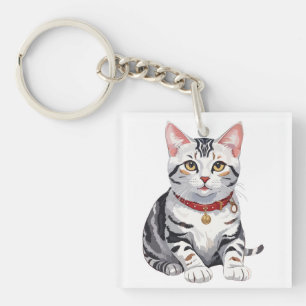 American Shorthair Happy Keychain