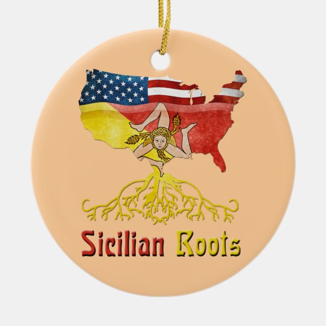 American Sicilian Roots Ornament (Front)