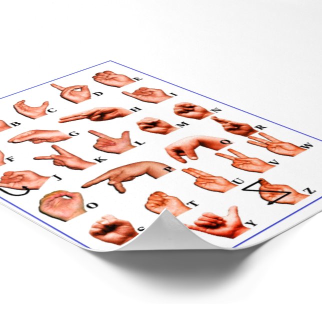 American Sign Language Alphabet, ASL Poster Sourd (Coin)