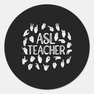 American Sign Language Alphabet Asl Teacher Classic Round Sticker