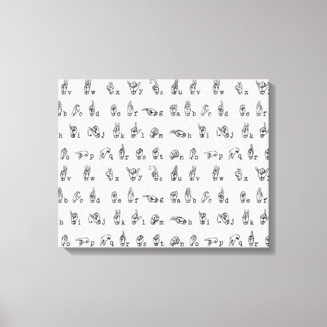 American Sign Language Alphabet in Black and White (Front)