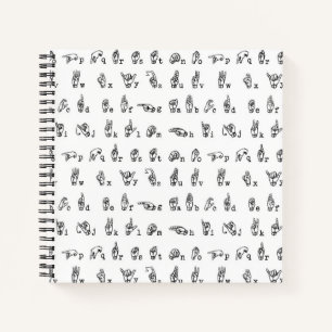 American Sign Language Alphabet in Black and White Notebook