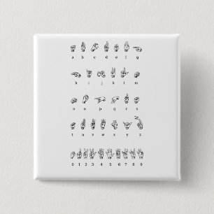 American Sign Language (ASL) 2 Inch Square Button