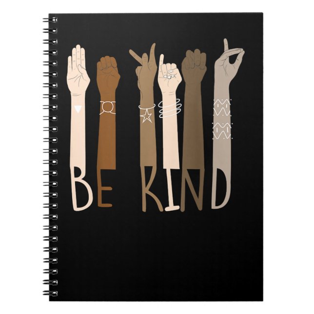 American Sign Language ASL Be Kind Hand Sign Langu Notebook (Front)
