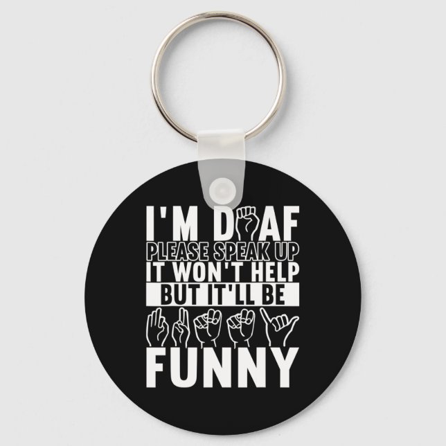 American Sign Language Deaf Awareness 10  Keychain (Front)