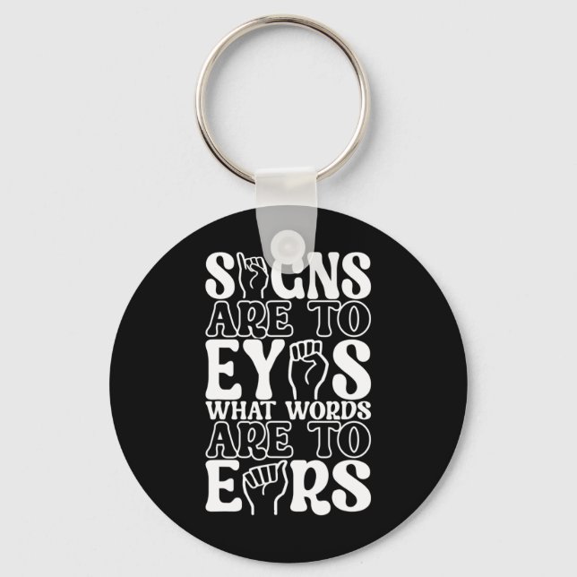American Sign Language Deaf Awareness 12  Keychain (Front)