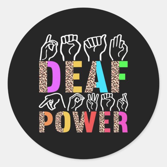 American Sign Language Deaf Awareness 3 Classic Round Sticker (Front)