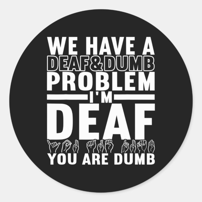 American Sign Language Deaf Awareness 8 Classic Round Sticker (Front)