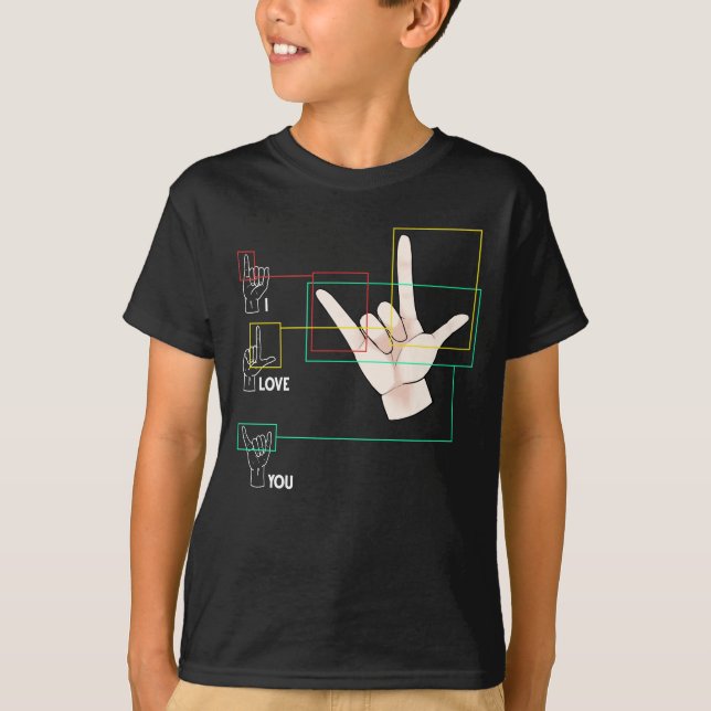 American Sign Language Hand Sign ASL I Love You T-Shirt (Front)