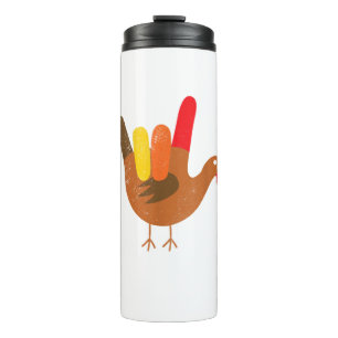 American Sign Language I Love You Thanksgiving Tur Thermal Tumbler