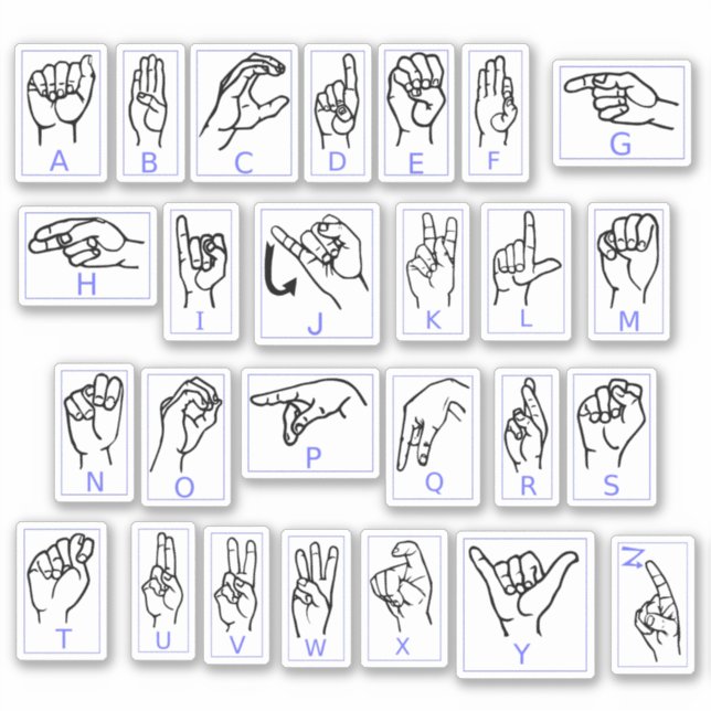 American Sign Language Learn ASL Alphabet Stickers (Front)