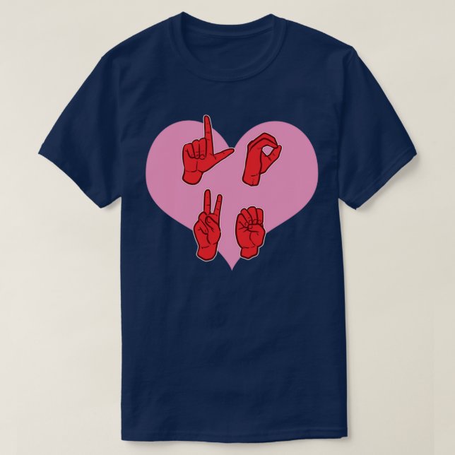 American Sign Language Love Gesture Cupid Heart T-Shirt (Design Front)