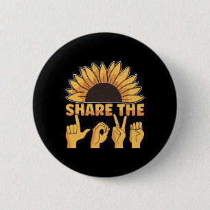 American Sign Language Share The Love Awareness As 2 Inch Round Button