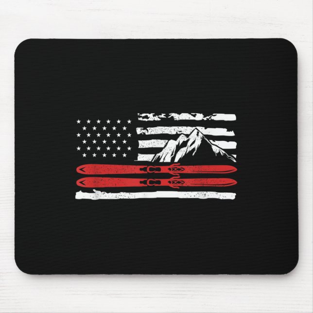 American Skiing Gift For A Skier  Mouse Pad (Front)
