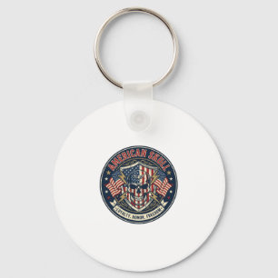 American Skull Patriotic Patriotic Skull Tough Gra Keychain