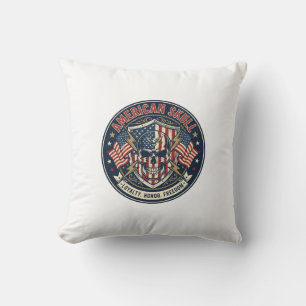 American Skull Patriotic Patriotic Skull Tough Gra Throw Pillow