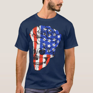 American Skulls Stripe Stars Blue Red White 1 T-Shirt