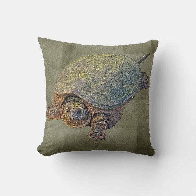 American Snapping Turtle - Chelydra rossignonii Throw Pillow (Front)